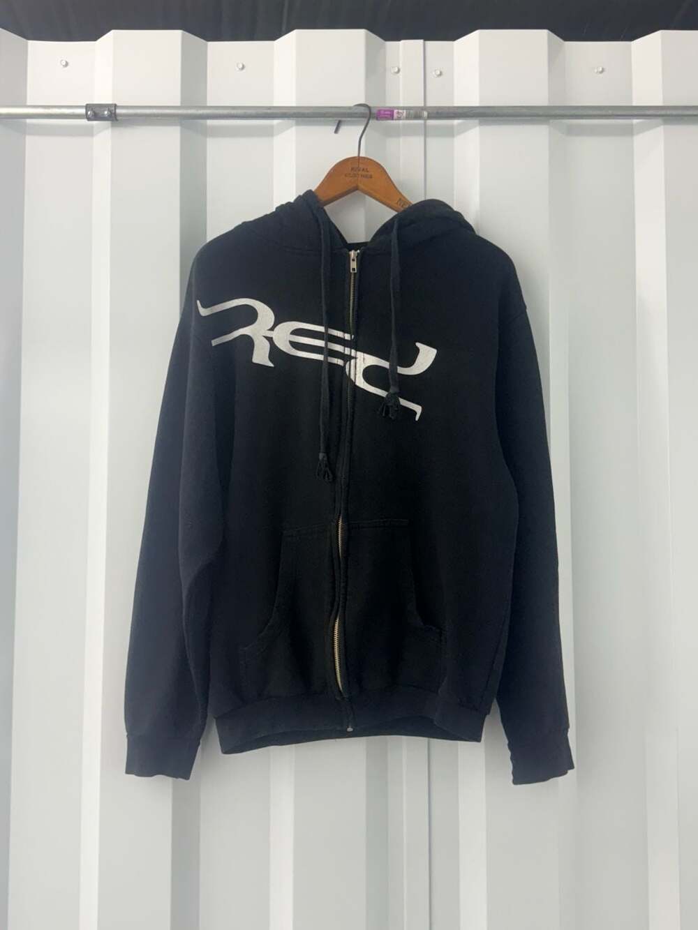 Vintage RED Band Zip Up Hoodie M Black End of Silence Face Graphic Tultex Y2K